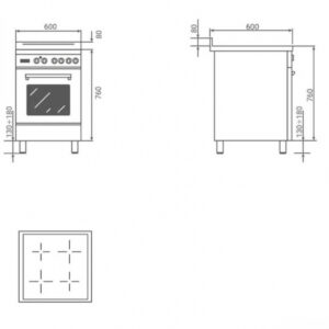 ELBA-ITALIA 60cm Induktionsspis med mässing detaljer. Modell: EXCELLENCE (Art. Nr. EX 664 IM BRASS) - Bild 2