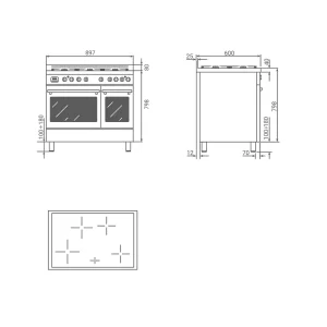 ELBA-ITALIA 90CM DUBBELUGN INDUKTIONSSPIS. ANTRACIT. SERIE: EXCELLENCE (ART. NR. EX 965T IMAA) - Bild 10